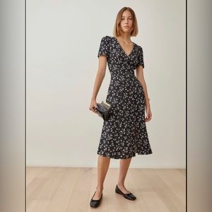 Reformation Jasmine Dress Black and White